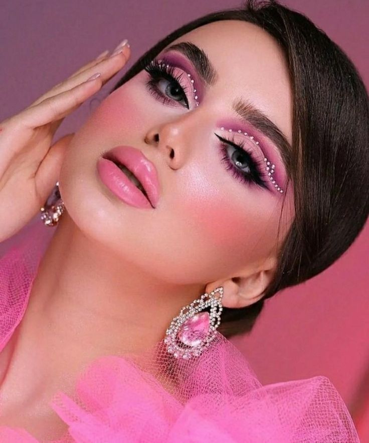 Pink doll makeup