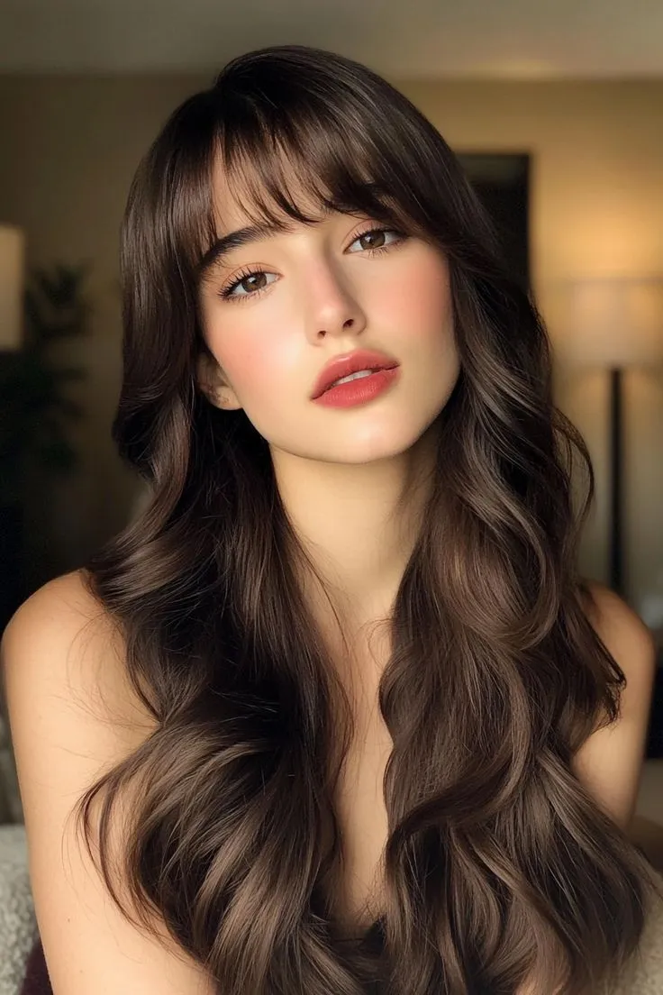 Wavy Hairstyles with Bangs for a Cute Style Day