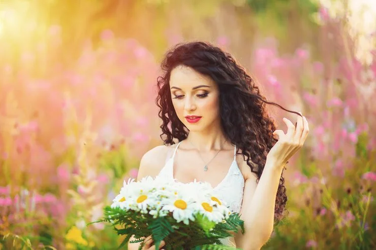 young beautiful woman flower field 170362 2728